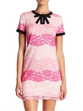 Cece Brandy Pink Lace Shift Dress Womens  Size 12P Twee Coquette Mini Dress Y2K